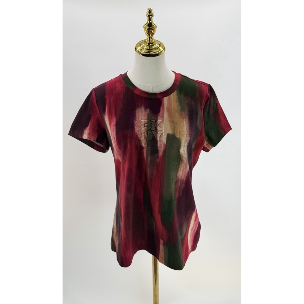 DKNY Women's Abstract Print T-Shirt June Brush Stroke Version 1 Size Medium M